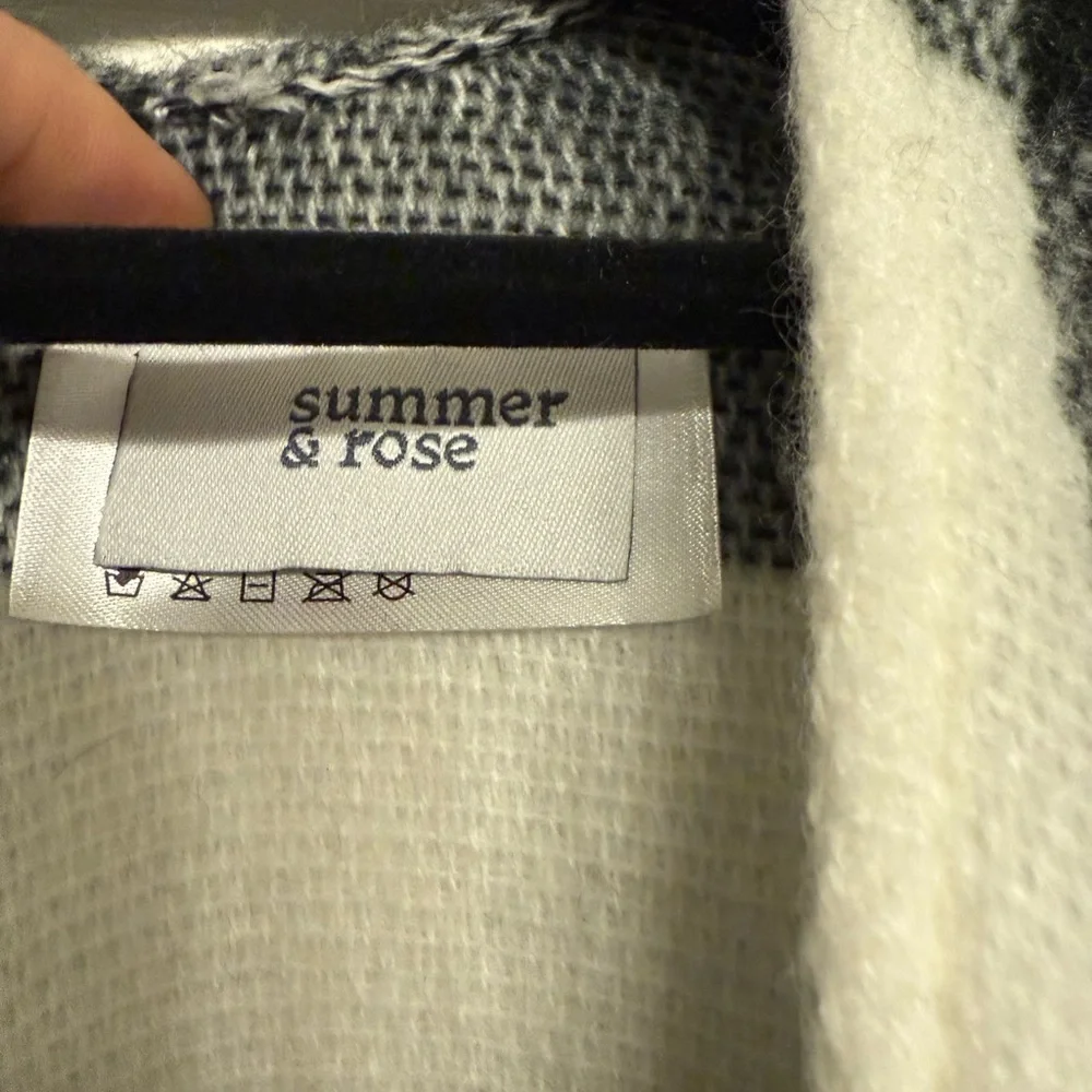 Summer and Rose Black and White Check Cape with Toggle Closure